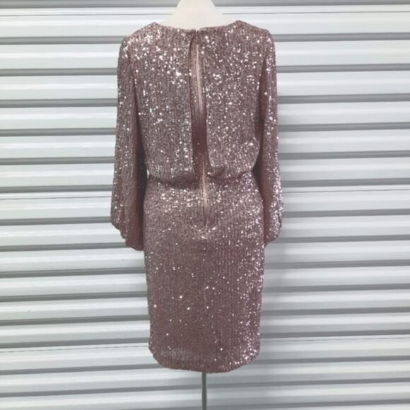Eliza J Women's Dress Size 6 Pink Sequin Balloon Sleeve Cocktail Party Wedding - Picture 5 of 11